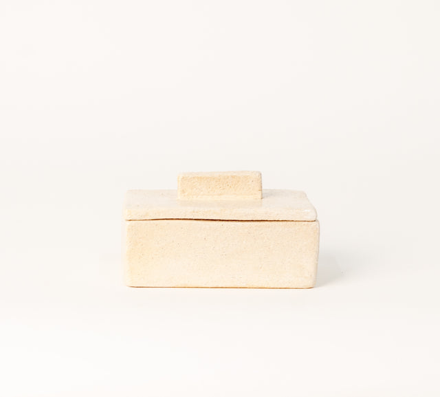 Yellow-glaze interior ceramic lidded box, J Schatz