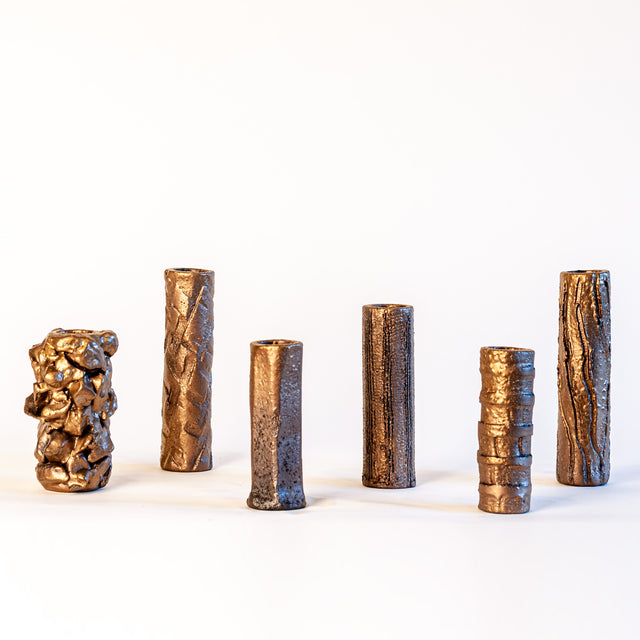 Textured Bud Vases in Bronze