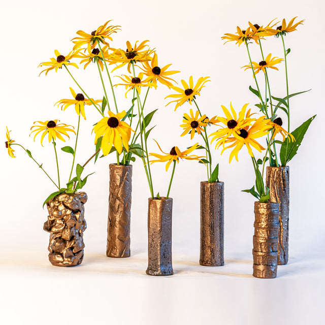 Textured Bud Vases in Bronze