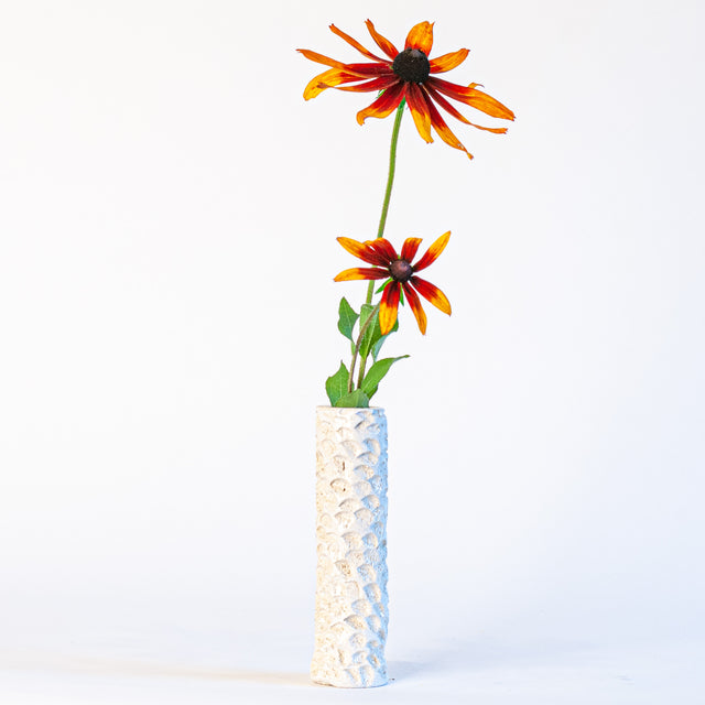Textured Bud Vases in White