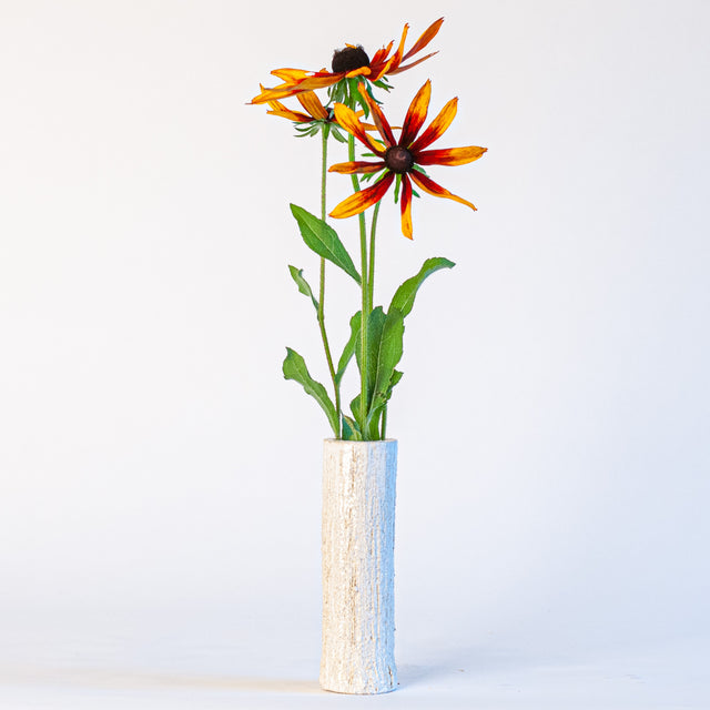 White textured ceramic bud vase, J Schatz