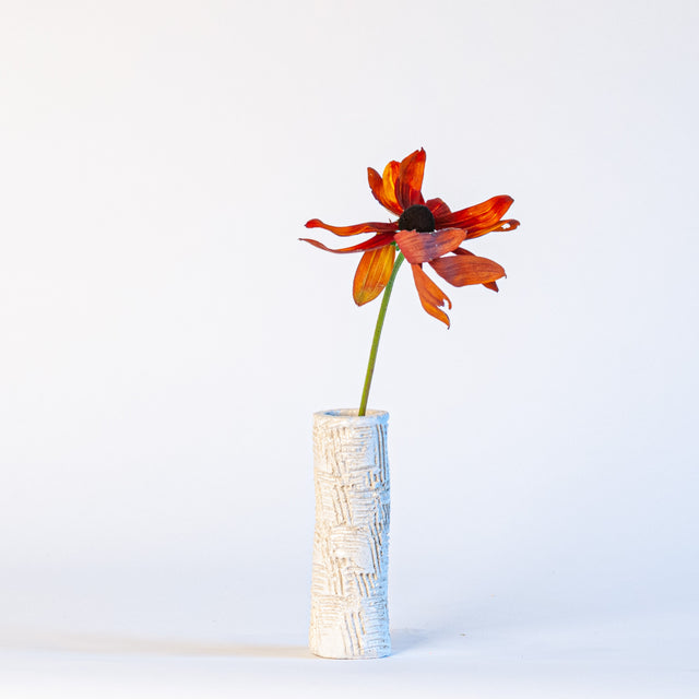 Textured Bud Vases in White