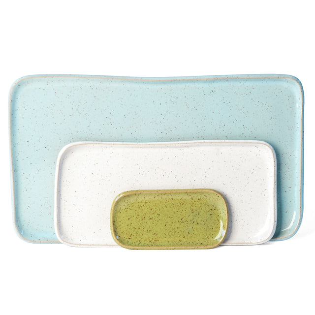 Medium Mod Platter Set in Olive, White, and Light Aqua