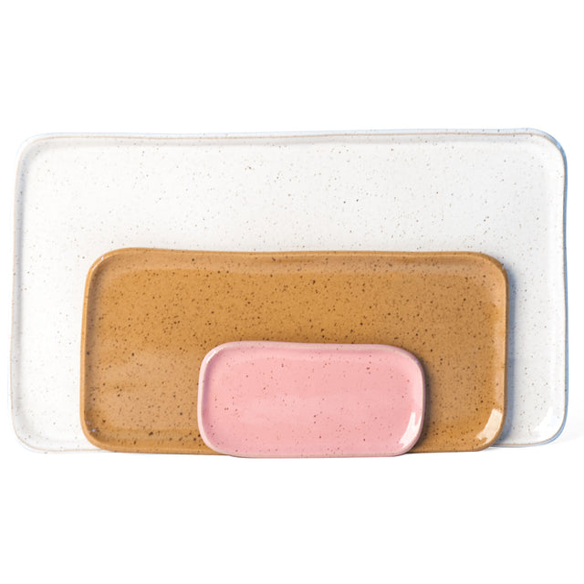 Medium Mod Platter Set in Pink, Ginger, and White