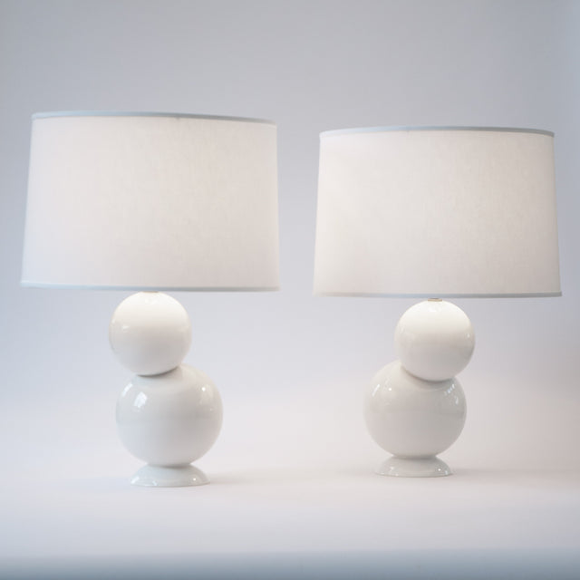 Offset Table Lamp Pair in White Detail 1
