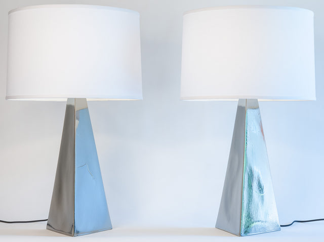 Pyramid Lamp Pair in Distressed Platinum