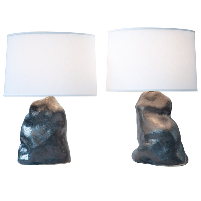 Metallic Black Amorphous Lamp Pair Detail 1