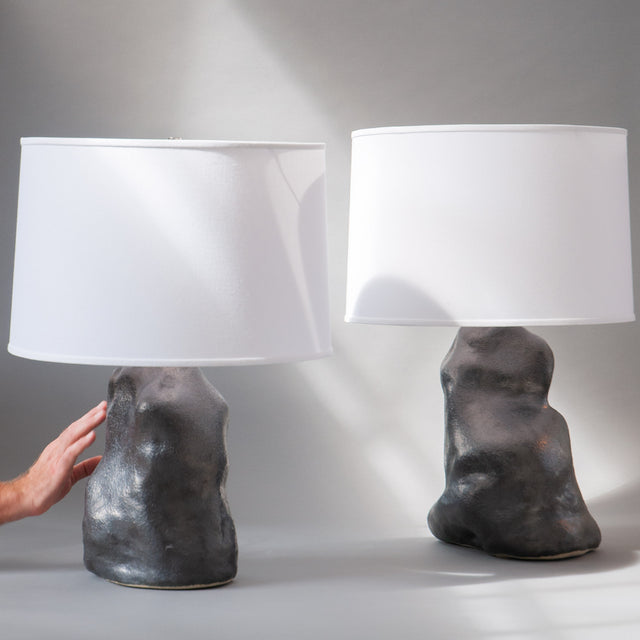 Metallic Black Amorphous Lamp Pair Detail 2