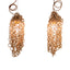 Pair of ceramic chain pendant lamps in unglazed stoneware links, lit, by Peter Souza Jr., J Schatz