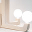 Ceramic chandelier, detail of frosted globe and textured stoneware arm, J Schatz