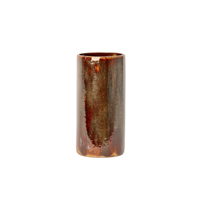 Gold wash hand-glazed cylindrical stoneware Cilindro vessel, J Schatz
