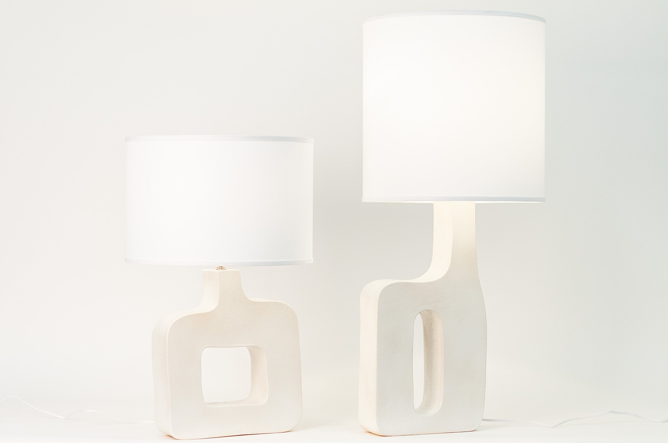 White Form Study ceramic table lamps — made in Detroit | J Schatz