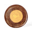 Geometria Platter 40 over 30 — one-of-a-kind hand-built stoneware platter in warm rust and umber with a central gold disc, hand-glazed in Detroit by J Schatz.