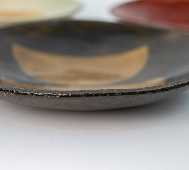 Rim of glazed stoneware Geometria bowl, glaze 28 over 12, J Schatz