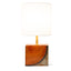 Geometria brick lamp 2, a rust quarter arc on grey glazed stoneware, brass stem and fabric shade, by Jim Schatz, J Schatz
