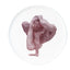 Brown oxide transfer of a one-arm balance with leg drawn back on stoneware Gestures plate, J Schatz.