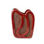 Ribbon vessel 1, a red glazed ribbon looping over a brown stoneware field, by Jim Schatz, J Schatz