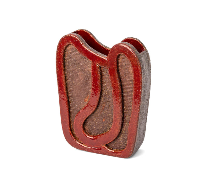 Ribbon vessel 1, angled view of the red ribbon and side wall, by Jim Schatz, J Schatz