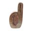 Ribbon vessel 3, bronze glazed stoneware in the shape of a lowercase d, by Jim Schatz, J Schatz