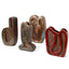 Ribbon vessels 1 to 4, flat stoneware vessels drawn with raised glazed ribbons of clay, by Jim Schatz, J Schatz