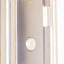 Wall sculpture, detail of painted forms along its vertical length, J Schatz