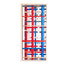 Wood, acrylic, and latex wall sculpture with stacked, stepped painted forms, J Schatz