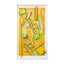 Framed wall work with painted wood blocks and slats in relief over a yellow, green, and orange washed panel, J Schatz