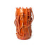 Rust-glazed stoneware vessel, alternate view of the looping applied strips, by Peter Souza Jr., J Schatz