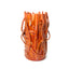 Rust-glazed stoneware vessel, strips rising past the rim in uneven prongs, by Peter Souza Jr., J Schatz