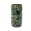 Tall deep green glazed white stoneware vessel scattered with applied clay triangles, by Peter Souza Jr., J Schatz