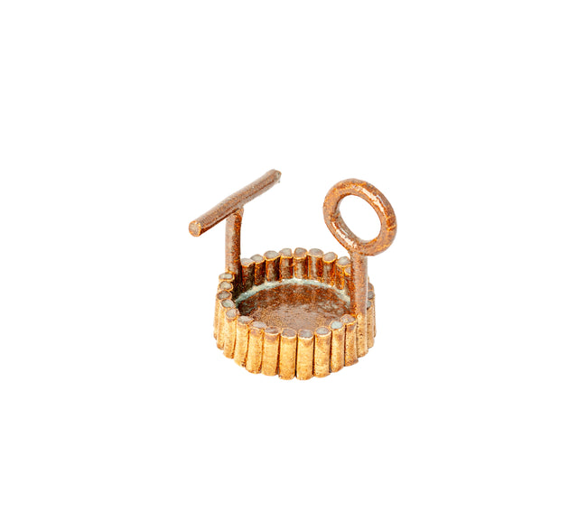 Ceramic ring holder, side view with T-bar and ring posts, J Schatz