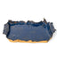Cobalt-glazed stoneware tray seen from above, ragged rim over raw speckled clay, by Peter Souza Jr., J Schatz