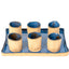 Ceramic serving set, detail of cobalt blue cup interiors, J Schatz