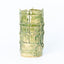 Green-glazed ceramic vessel with applied lattice strips, J Schatz