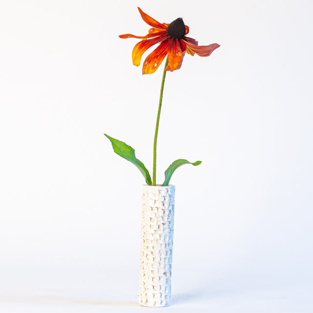 Textured Bud Vases in White