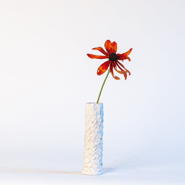 Textured Bud Vases in White