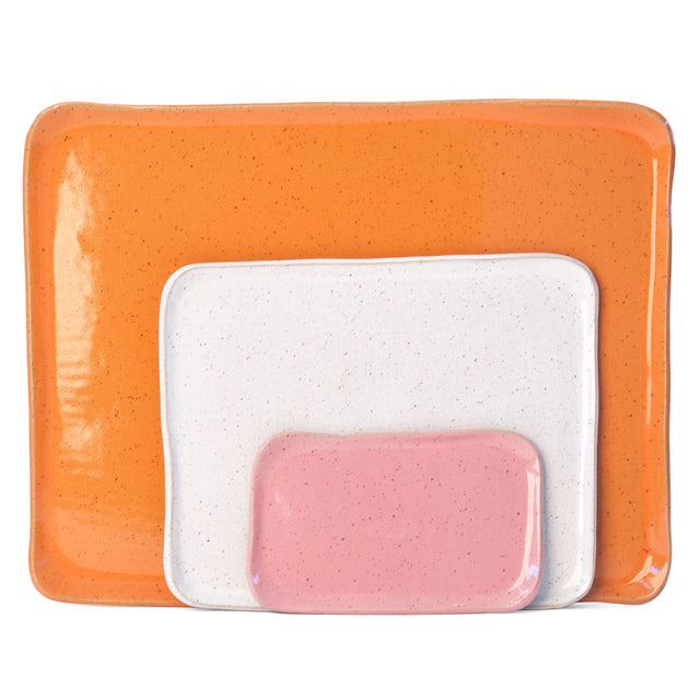 Large Mod Platter Set in Pink, White, and Orange Peel