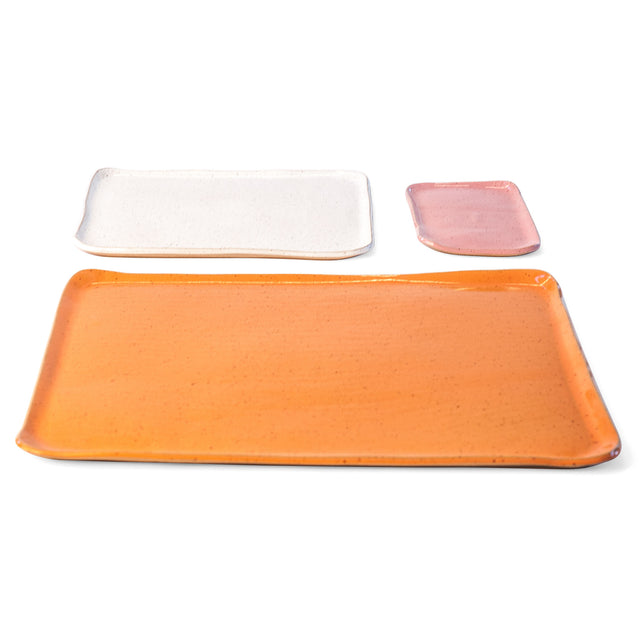 Large Mod Platter Set in Pink, White, and Orange Peel Detail