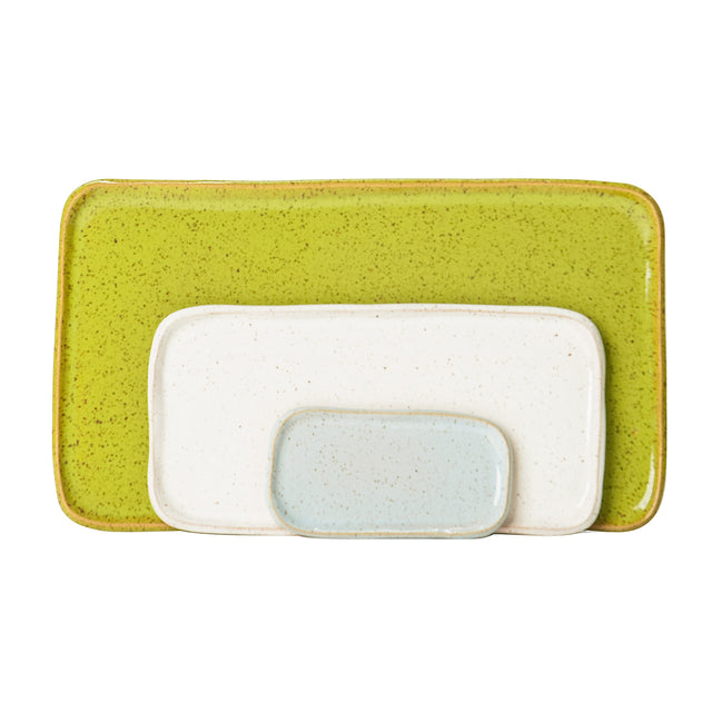Medium Mod Platter Set in Light Aqua, White, and Olive