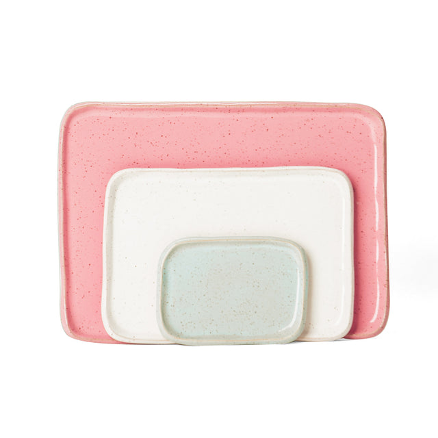 Medium Mod Platter Set in Light Aqua, White, and Pink
