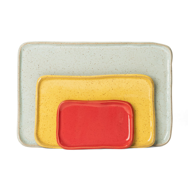 Medium Mod Platter Set in Sumac Red, Goldenrod Yellow, and Light Aqua
