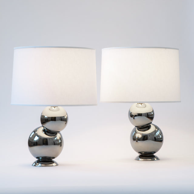 Offset Table Lamp Pair in Platinum Detail 1