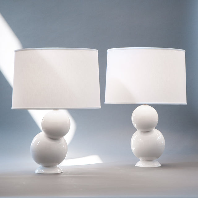 Offset Table Lamp Pair in White